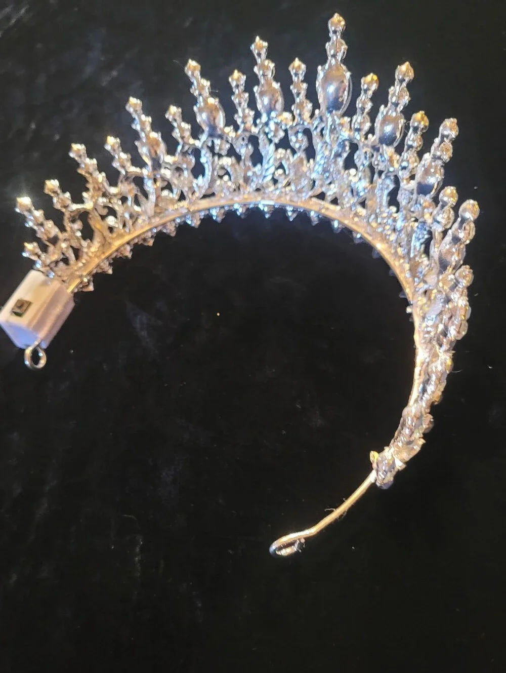 Crystal Tiara Crown with Pale Opal Accents And Rhinestones,